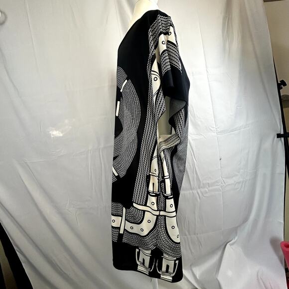 Women's Black & white dashiki African print top blouse flowy soft - Picture 3 of 5